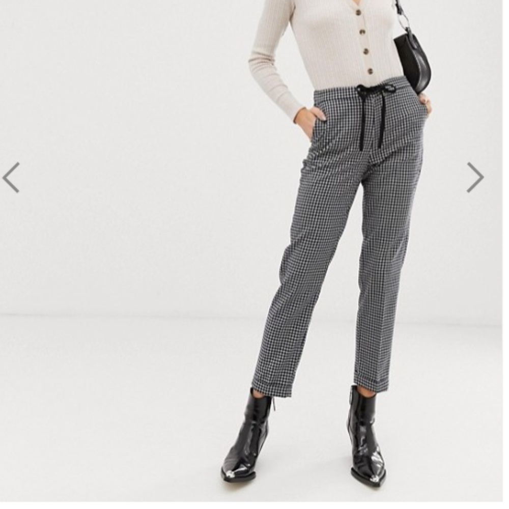 MANGO checked pant in Navy